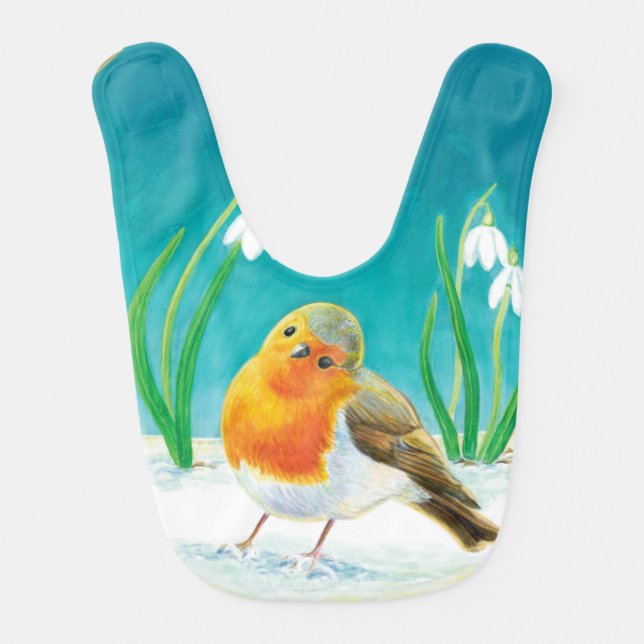Red Robin Illustration  Baby Bib (Front)
