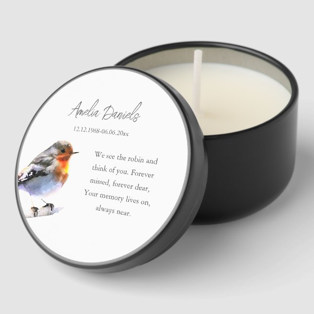 Red Robin In Memory Mini Candle Favors (Corner)