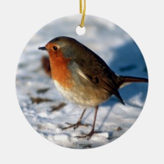 Red Robin in the snow Christmas Ornament