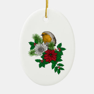 Red robin on Christhmas decoration