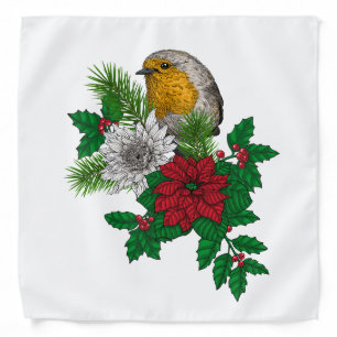 Red robin on Christhmas decoration Bandana