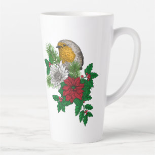 Red robin on Christhmas decoration Latte Mug