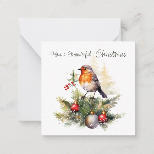 Red Robin Pine Christmas Enclosure Card (Front)