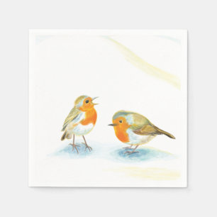 Red robins in the wintertime napkins