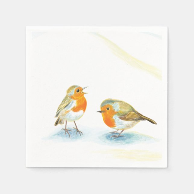 Red robins in the wintertime  napkins (Front)