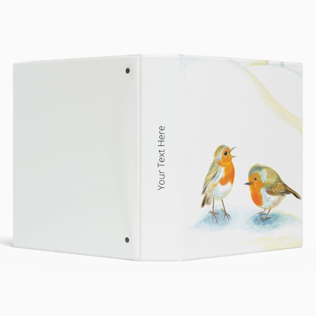 Red Robins in Winter  3 Ring Binder (Background)