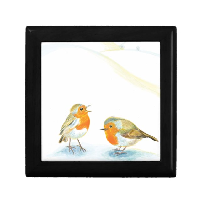 Red Robins in Winter   Gift Box (Front)