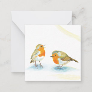 Red Robins in Winter  Note Card