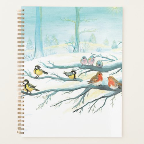Red Robins  Tit Birds in Winter Forest Planner
