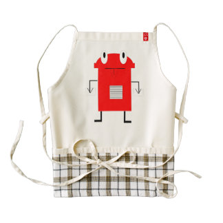 Red robot cartoon zazzle HEART apron