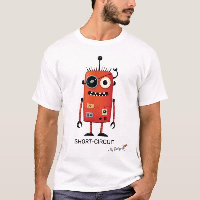Red Robot | SHORT CIRCUIT - By Design | Fun Modern T-Shirt (Front)