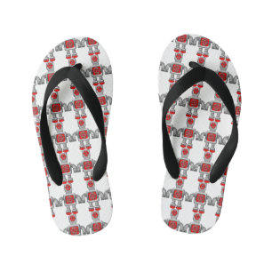 Red Robots Children's Cute Kid's Flip Flops
