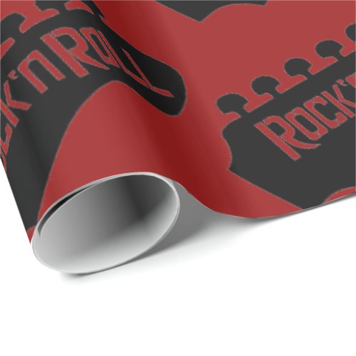 Red Rock and Roll Guitar Pattern Wrapping Paper