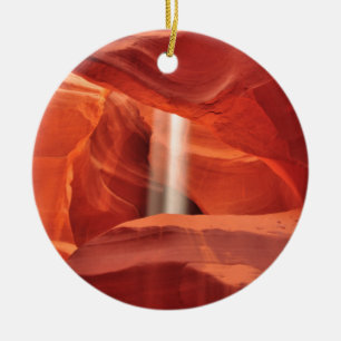 Red Rock Antelope Canyon Arizona Sunlight Rays Ceramic Ornament