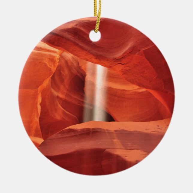 Red Rock Antelope Canyon Arizona Sunlight Rays Ceramic Ornament (Front)
