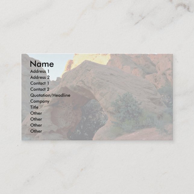 Red rock arch just north of Hurricane, Utah Business Card (Front)