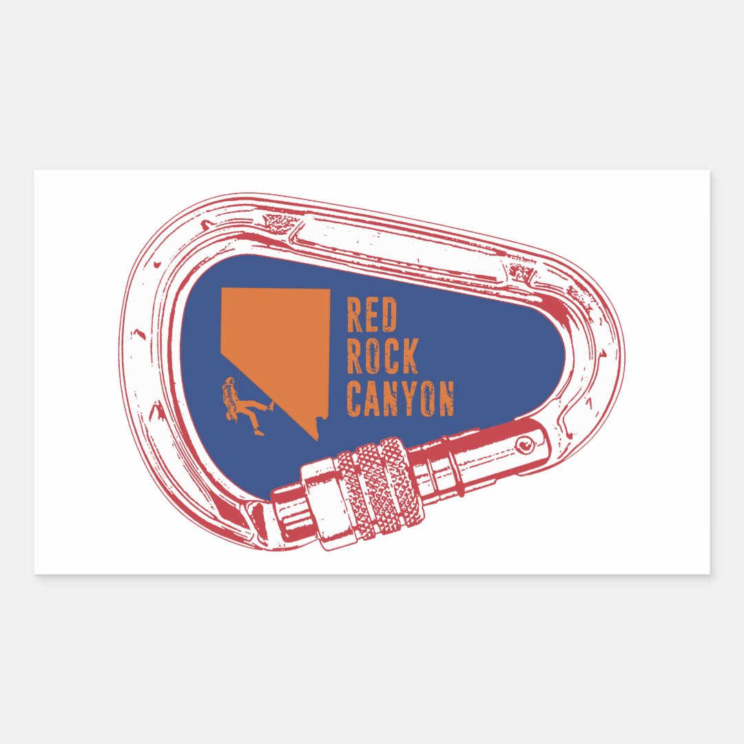 Red Rock Canyon Climbing Carabiner Rectangular Sticker | Zazzle