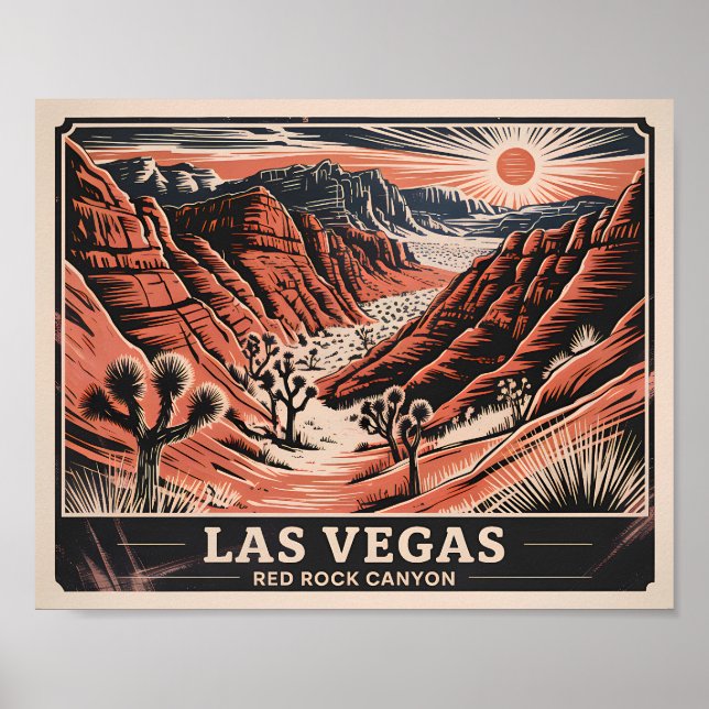 Red Rock Canyon Nevada Retro Vintage Landscape WPA Poster (Front)