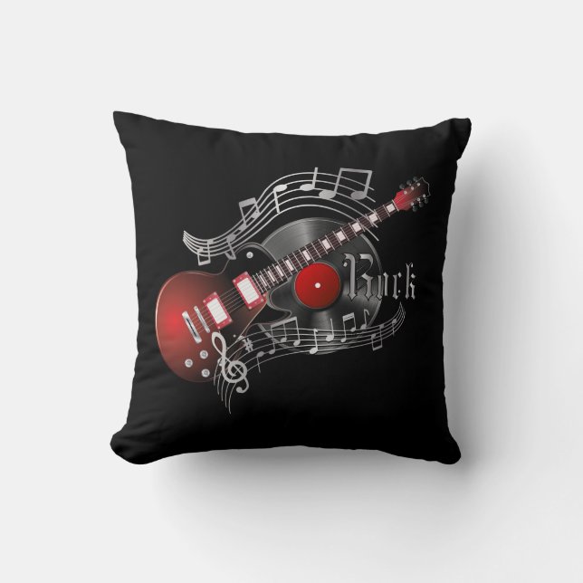 Red Rock Guitar Throw Pillow (Front)