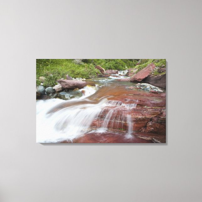 Red rock in Baring Creek in Glacier National Canvas Print (Front)