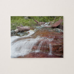 Red rock in Baring Creek in Glacier National Jigsaw Puzzle