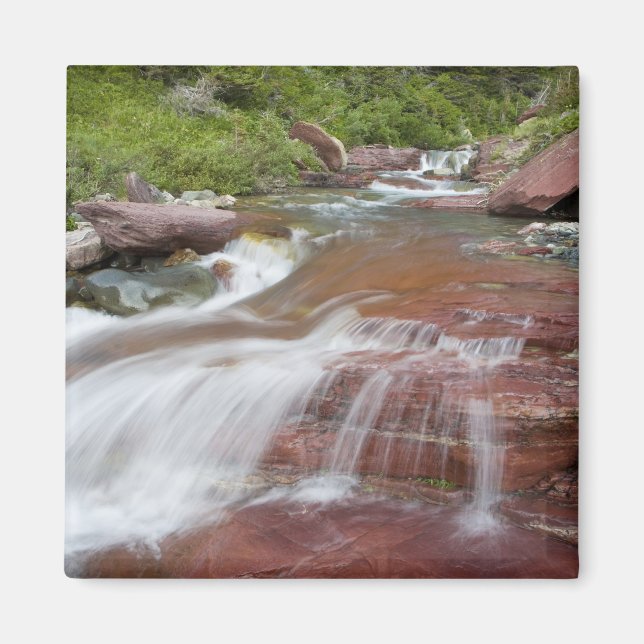Red rock in Baring Creek in Glacier National Magnet (Front)