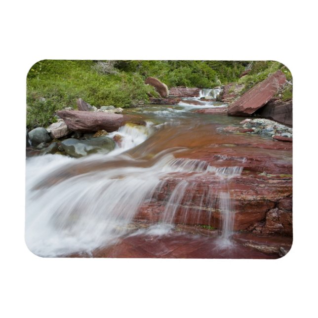 Red rock in Baring Creek in Glacier National Magnet (Horizontal)