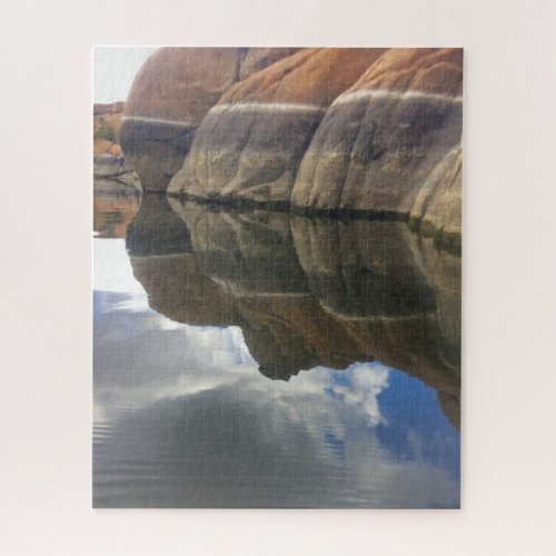 Red Rock Lake Water Reflection Photo Landscape Jigsaw Puzzle
