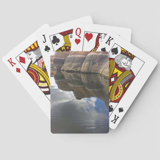 Red Rock Lake Water Reflection Photo Landscape Poker Cards (Back)