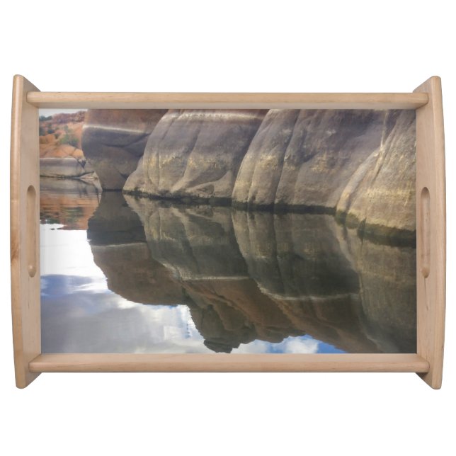 Red Rock Photo Water Reflection Arizona Landscape Serving Tray (Front)