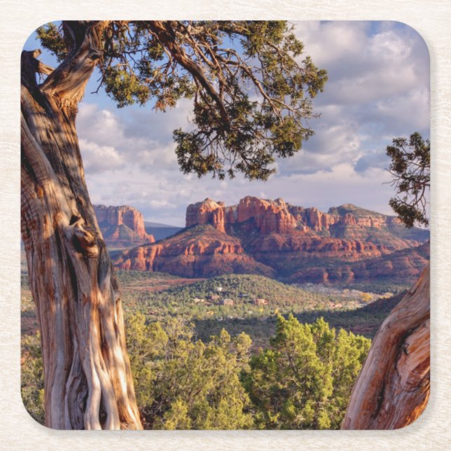 Red Rock | Sedona Arizona Square Paper Coaster (Front)