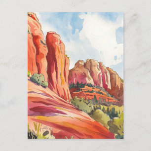 Red Rock, Sedona, Arizona, Watercolor Painting Postcard