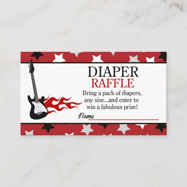 Red Rock Star Baby Shower Diaper Raffle Enclosure Card (Front)