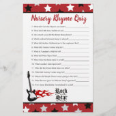 Red Rock Star Baby Shower Nursery Rhyme Quiz (Front)