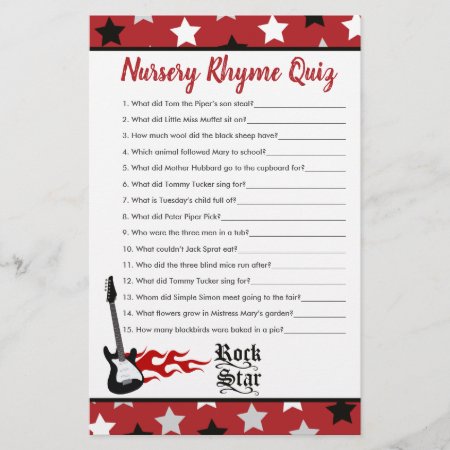 Red Rock Star Baby Shower Nursery Rhyme Quiz