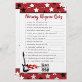 Red Rock Star Baby Shower Nursery Rhyme Quiz (Front/Back)
