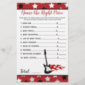 Red Rock Star Rockabye Name the Price Shower Game (Front)