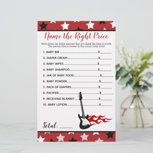Red Rock Star Rockabye Name the Price Shower Game (Standing Front)