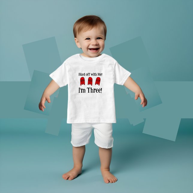 Red Rocket Ship Birthday Party Toddler T-shirt (Creator Uploaded)