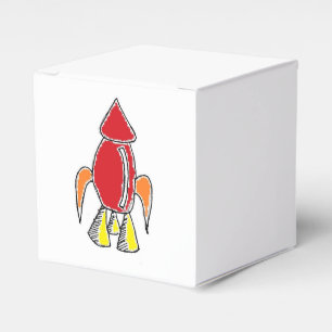 Red Rocket Ship Spaceship Cute Cartoon Favor Boxes