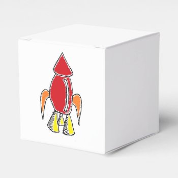 Red Rocket Ship Spaceship Cute Cartoon Favor Boxes by CorgisandThings at Zazzle