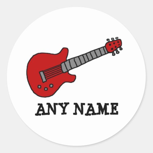 Red Rockin Guitar Classic Round Sticker