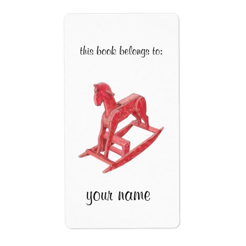 Red Rocking Horse Bookplate Label