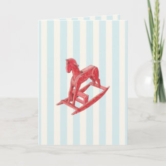 Red Rocking Horse stripes Card