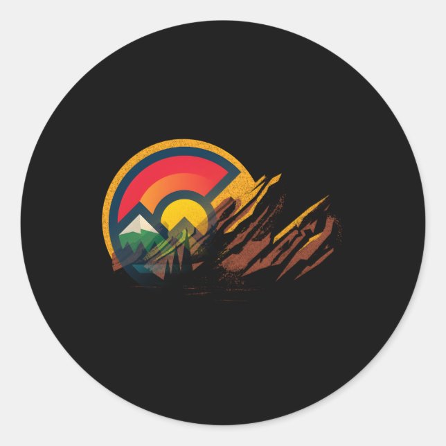 Red Rocks Amphitheater Colorado State Flag Classic Round Sticker (Front)