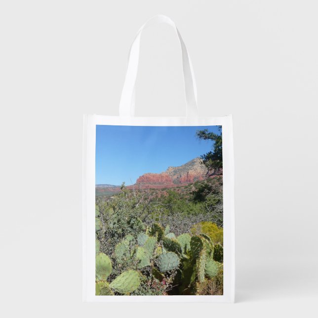 Red Rocks and Cacti I Grocery Bag (Front)