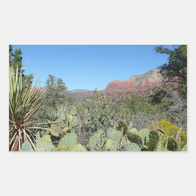 Red Rocks and Cacti I Rectangular Sticker (Front)