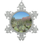 Red Rocks and Cacti I Snowflake Pewter Christmas Ornament
