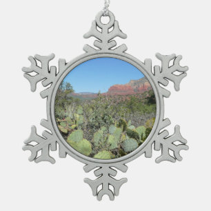 Red Rocks and Cacti I Snowflake Pewter Christmas Ornament