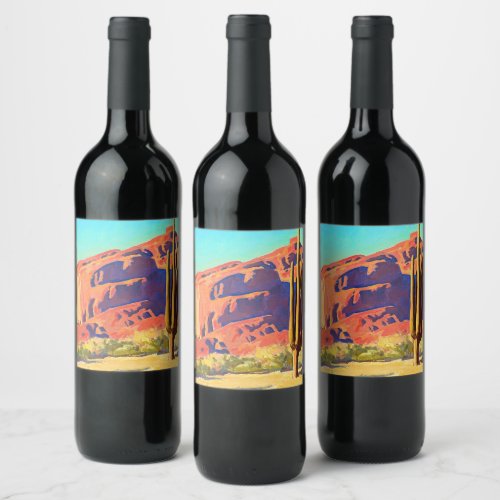 Red Rocks and Cactus 1945 by Maynard Dixon Wine Label